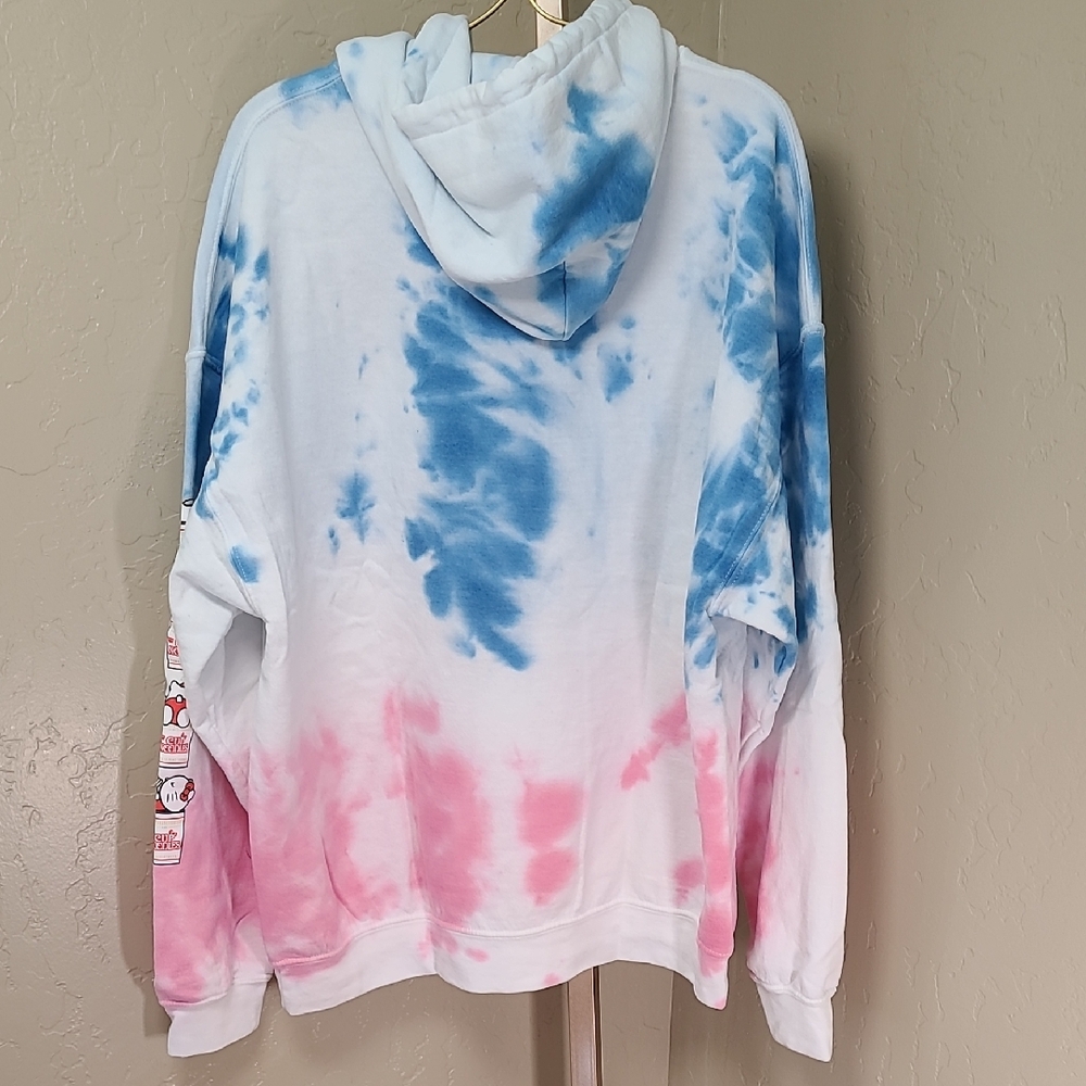 Cup Noodles X Hello Kitty Blue Pink White Tie Dye Cup Noodles Hoodie XL - Picture 7 of 14